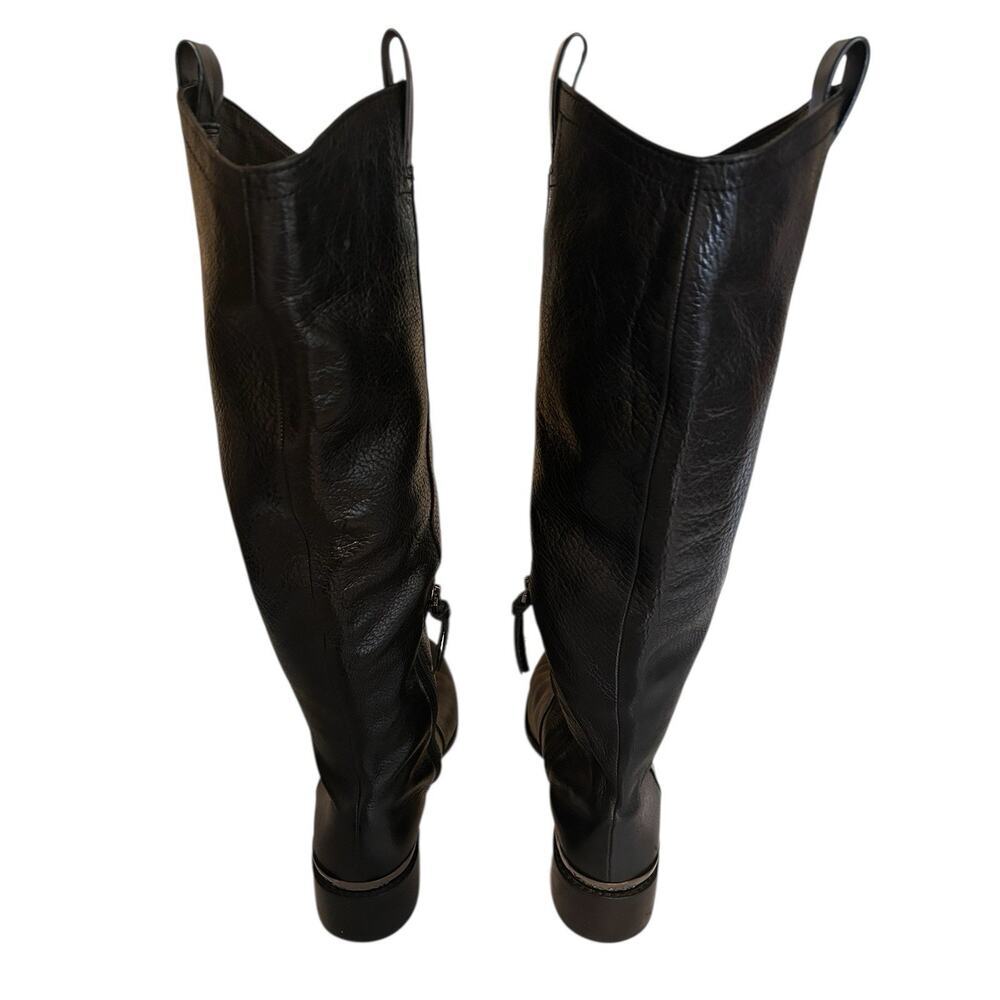 Louise et Cie Women’s Black Knee High Leather Riding Boots Gold Logo Size 8 - Picture 5 of 15